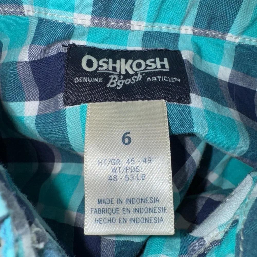 Oshkosh B’gosh Boys 6 Plaid Button Up Shirt
